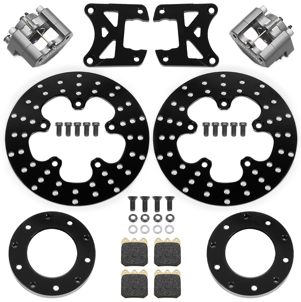 Wilwood Forged Dynalite Front Drag Brake Kit - Black Anodized Caliper - Drilled Rotor - GM